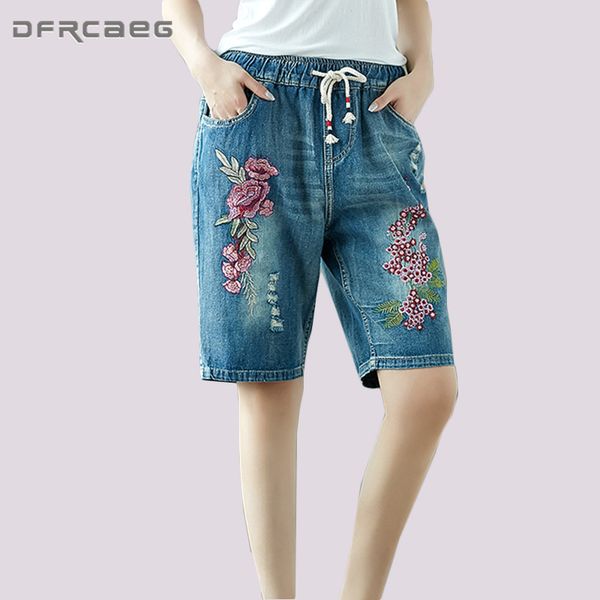 blue flower embroidery capris jeans women 2019 summer casual elastic waist knee length denim pants loose plus size short jeans
blue flower embroidery capris jeans women 2019 summer casual elastic waist knee length denim pants loose plus size short jeans