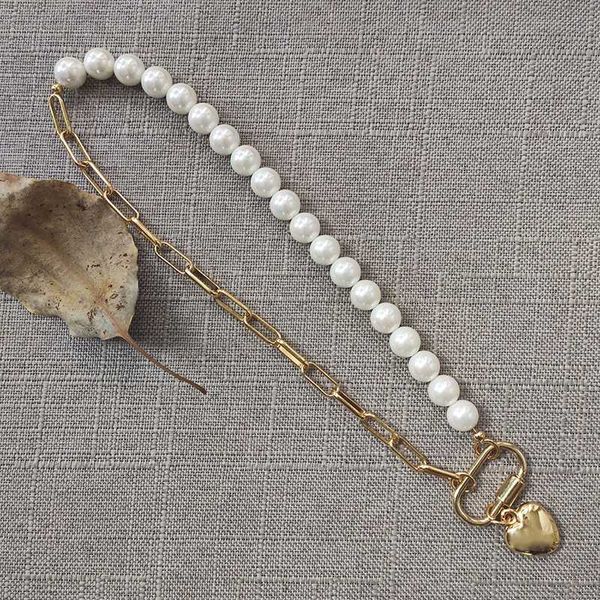 fashion design imitation pearl necklace punk chain heart pendant accessories ladies creative trend jewelry valentine couple gift, Golden;silver
fashion design imitation pearl necklace punk chain heart pendant accessories ladies creative trend jewelry valentine couple gift, Golden;silver