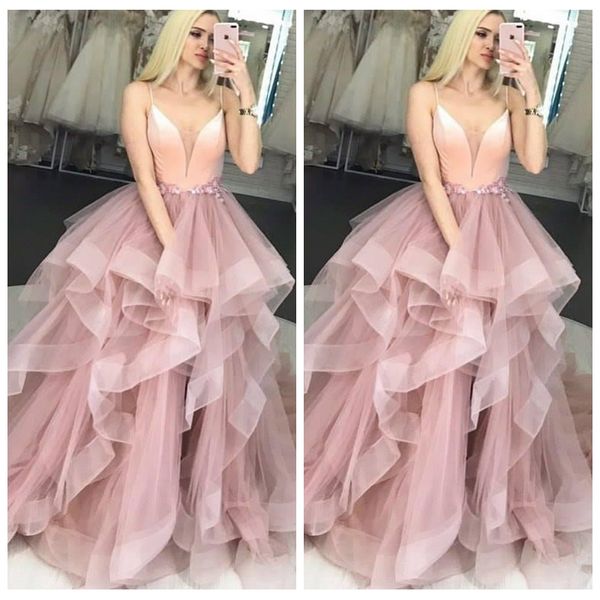 2021 spaghetti strip ball gown prom dresses ruffles sweep train tulle formal long women plus size evening party gowns special occasion gowns, Black
2021 spaghetti strip ball gown prom dresses ruffles sweep train tulle formal long women plus size evening party gowns special occasion gowns, Black