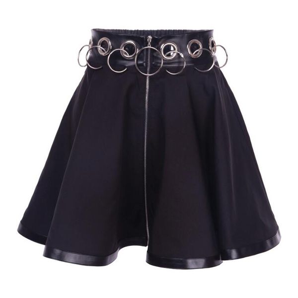 women punk skirt retro vintage circle zipper pu leather elastic high waist pleated ball gown gothic style short skirt saias, Black
women punk skirt retro vintage circle zipper pu leather elastic high waist pleated ball gown gothic style short skirt saias, Black