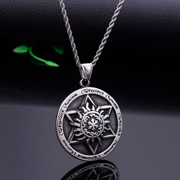 european and american jewelry solomon seals six-pointed star totem medal pendant stainless steel men's pendant, Black
european and american jewelry solomon seals six-pointed star totem medal pendant stainless steel men's pendant, Black