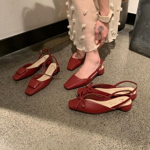 2020 new red square after empty bow chunky-heel shoe side buckle in her baotou summer sandals female, Black
2020 new red square after empty bow chunky-heel shoe side buckle in her baotou summer sandals female, Black