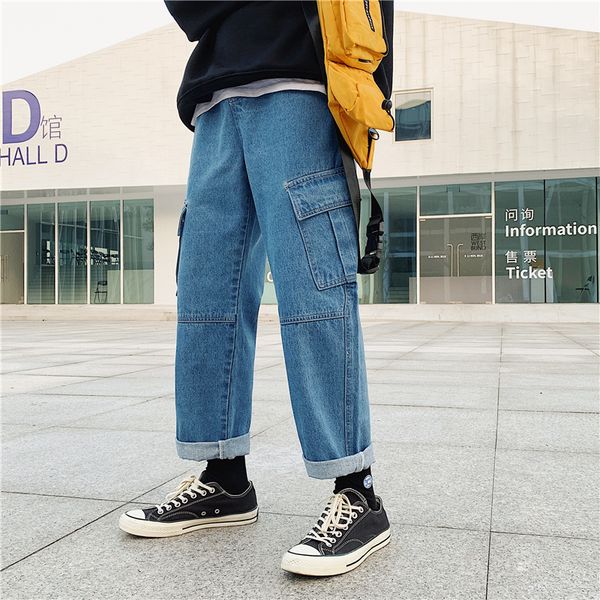 2019 spring men's fashion trend work baggy homme classic cargo pocket jeans black/blue casual pants biker denim trousers s-xl
2019 spring men's fashion trend work baggy homme classic cargo pocket jeans black/blue casual pants biker denim trousers s-xl