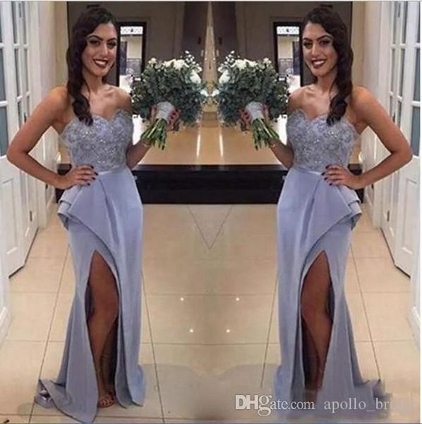 elegant lavender mermaid bridesmaid dresses sweetheart lace applique high side split wedidng guest dresses maid of honor gowns custom, White;pink
elegant lavender mermaid bridesmaid dresses sweetheart lace applique high side split wedidng guest dresses maid of honor gowns custom, White;pink
