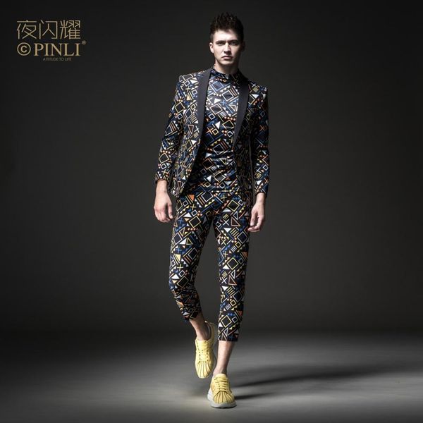 men's male man casual night shines 2019 spring suit jacket by183106061 and cropped trousers by183115063 2 pcs set, White;black
men's male man casual night shines 2019 spring suit jacket by183106061 and cropped trousers by183115063 2 pcs set, White;black