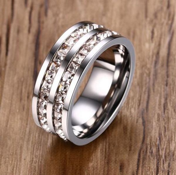 8mm width titanium steel double row square rhinestone ring for women men rose gold/gold/silver color punk rock ring
8mm width titanium steel double row square rhinestone ring for women men rose gold/gold/silver color punk rock ring