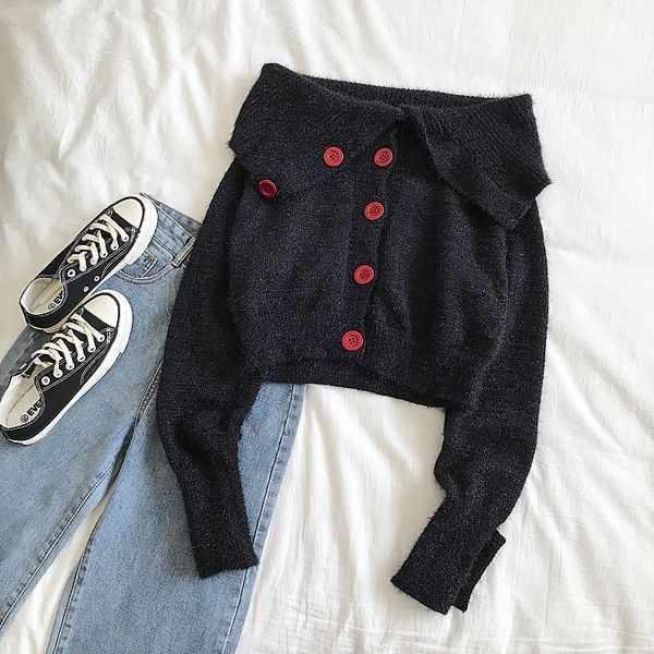 women sweaters and pullovers cashmere knitted jacket 2020 new autumn off shoulder knitted sweater casual long sleeve ladies, White;black
women sweaters and pullovers cashmere knitted jacket 2020 new autumn off shoulder knitted sweater casual long sleeve ladies, White;black