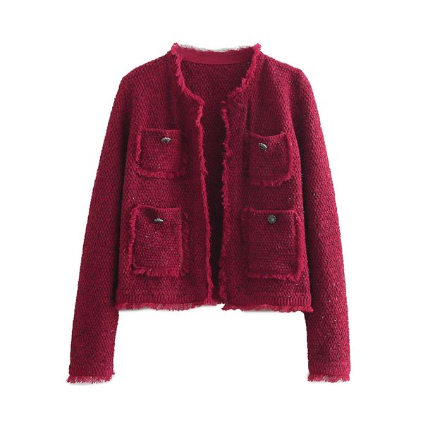 early autumn women's wear new v-neck long sleeve pocket button-type bright silk twill tweed fragrance jacket, Black;brown
early autumn women's wear new v-neck long sleeve pocket button-type bright silk twill tweed fragrance jacket, Black;brown