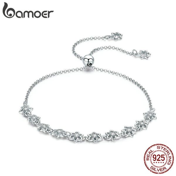 bamoer classic genuine 925 sterling silver blooming begonia flower chain bracelets women clear cubic zircon jewelry bsb010, Black
bamoer classic genuine 925 sterling silver blooming begonia flower chain bracelets women clear cubic zircon jewelry bsb010, Black