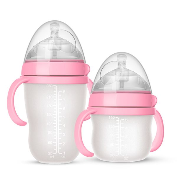 new product 150ml 250ml wide mouth wide mouth anti-flatulence tube with handle baby silicone milk bottle for newborn baby
new product 150ml 250ml wide mouth wide mouth anti-flatulence tube with handle baby silicone milk bottle for newborn baby