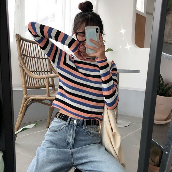 casaul women sweater 2019 autnmn winter stripes slim sweet round collar knit sweater cool girl streetwear korean style pullovers, White;black
casaul women sweater 2019 autnmn winter stripes slim sweet round collar knit sweater cool girl streetwear korean style pullovers, White;black