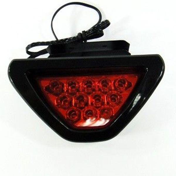

f1 style 12v universal red strobe 12 led waterproof rear tail racing brake lamp slights black shell