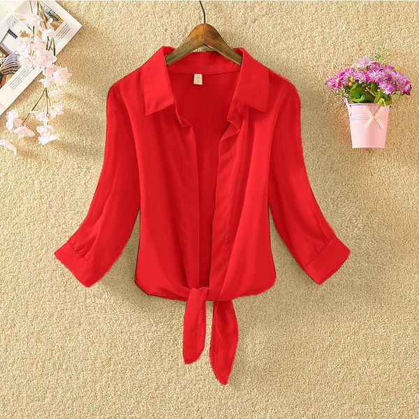 casual summer blouse women chiffon short sleeve turn-down collar shirts korean cardigan blouses slim solid color female, White
casual summer blouse women chiffon short sleeve turn-down collar shirts korean cardigan blouses slim solid color female, White