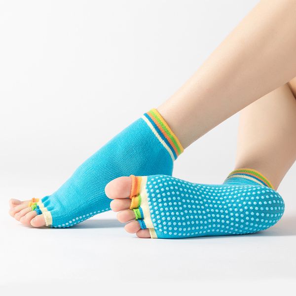 female toe socks full toe solid color half series non-slip silica gel trampoline fitness sports breathable swear for women, Black
female toe socks full toe solid color half series non-slip silica gel trampoline fitness sports breathable swear for women, Black
