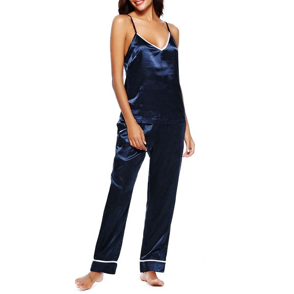 spring and summer women's pajamas sleeveless sling pajamas lace side satin cami shirt trousers home service suit, Black;red
spring and summer women's pajamas sleeveless sling pajamas lace side satin cami shirt trousers home service suit, Black;red
