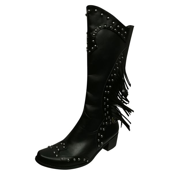 autumn winter vintage boots for women's tassel square head low-heeled knee-high western pointed toe rodeo slip-on comfy boots, Black
autumn winter vintage boots for women's tassel square head low-heeled knee-high western pointed toe rodeo slip-on comfy boots, Black
