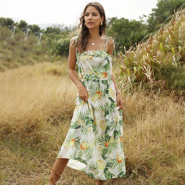 strap wrapped chest lace fashion elegant casual women's fruit print long dress 2020 spring summer new dress women, Black;gray
strap wrapped chest lace fashion elegant casual women's fruit print long dress 2020 spring summer new dress women, Black;gray