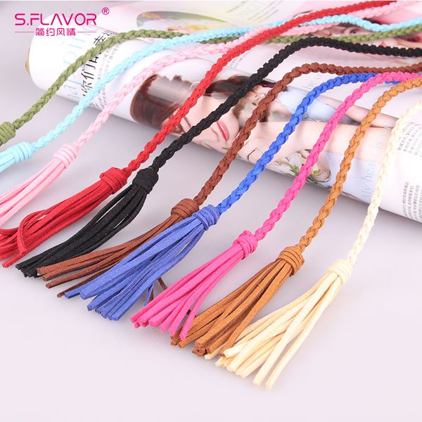 s.flavor women tassel braided waist rope women belt for dress thin pu leather dress strap tassel fringe chain belts, Black;brown
s.flavor women tassel braided waist rope women belt for dress thin pu leather dress strap tassel fringe chain belts, Black;brown