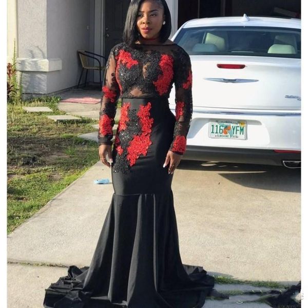 red and black lace applique mermaid plus size prom dresses long sleeve sweep train formal arabic evening gowns party dress
red and black lace applique mermaid plus size prom dresses long sleeve sweep train formal arabic evening gowns party dress
