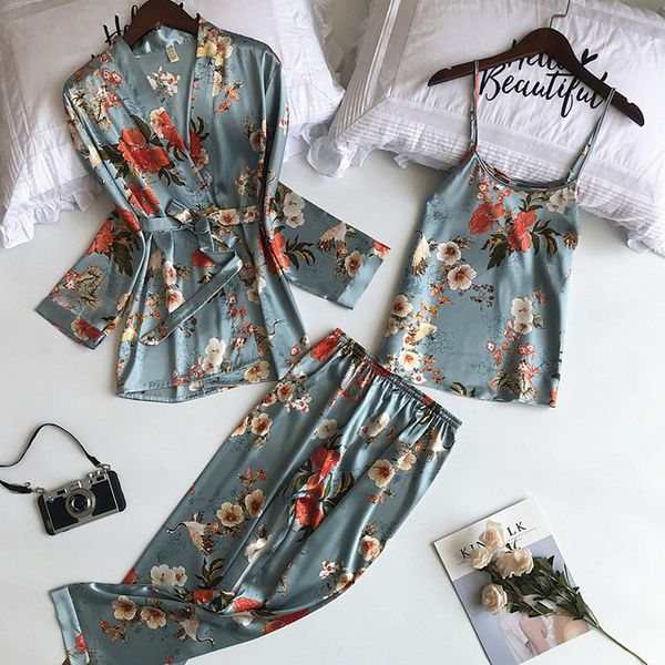 daeyard 3 pieces silk pajama set print nightwear pijama home suit women lingerie pyjama bride robe satin kimono floral robe, Blue;gray
daeyard 3 pieces silk pajama set print nightwear pijama home suit women lingerie pyjama bride robe satin kimono floral robe, Blue;gray