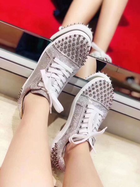 designer sneakers red bottom classic low cut flats shoes for men women leather sneakers glitter spiked casual walking shoes with dust bag, Black
designer sneakers red bottom classic low cut flats shoes for men women leather sneakers glitter spiked casual walking shoes with dust bag, Black