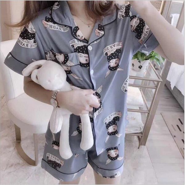 summer fold-down collar pajamas women's short sleeved shorts thin cardigan tracksuit 2019 women's loose-fit sweet two-piece set
summer fold-down collar pajamas women's short sleeved shorts thin cardigan tracksuit 2019 women's loose-fit sweet two-piece set