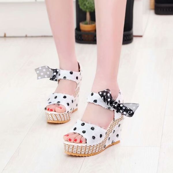 summer wedges pumps sandals thick platform med heel shoes women's fashion butterfly-knot ankle strap sandals, Black
summer wedges pumps sandals thick platform med heel shoes women's fashion butterfly-knot ankle strap sandals, Black