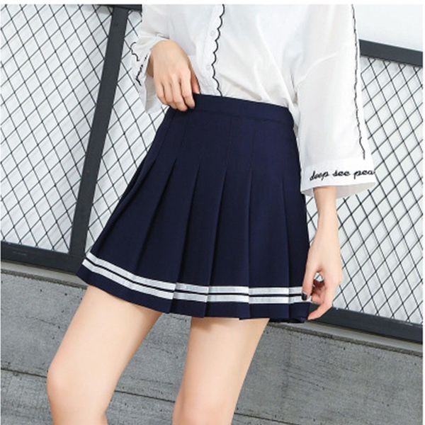 summer style four colors high waist a-line women skirt striped stitching sailor pleated skirt elastic waist sweet girls dance s, Black
summer style four colors high waist a-line women skirt striped stitching sailor pleated skirt elastic waist sweet girls dance s, Black