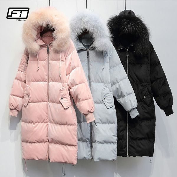 fitaylor winter thickening velvet parkas coat women large real raccoon hooded duck down jackets long loose snow female outwear, Black
fitaylor winter thickening velvet parkas coat women large real raccoon hooded duck down jackets long loose snow female outwear, Black
