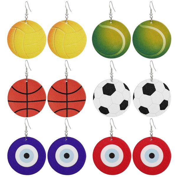 fashion sports ball print teardrop dangle leather earrings basketball vollyball evil blue eye light weight round sports dangle ear for lady, Golden
fashion sports ball print teardrop dangle leather earrings basketball vollyball evil blue eye light weight round sports dangle ear for lady, Golden