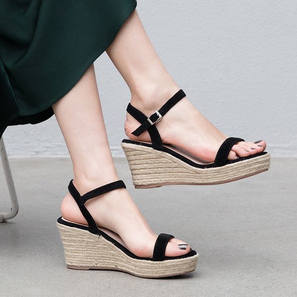 women's genuine suede leather wedge platform sandals open toe hemp summer ladies high heel sandals black sanfalias shoes on sale
women's genuine suede leather wedge platform sandals open toe hemp summer ladies high heel sandals black sanfalias shoes on sale