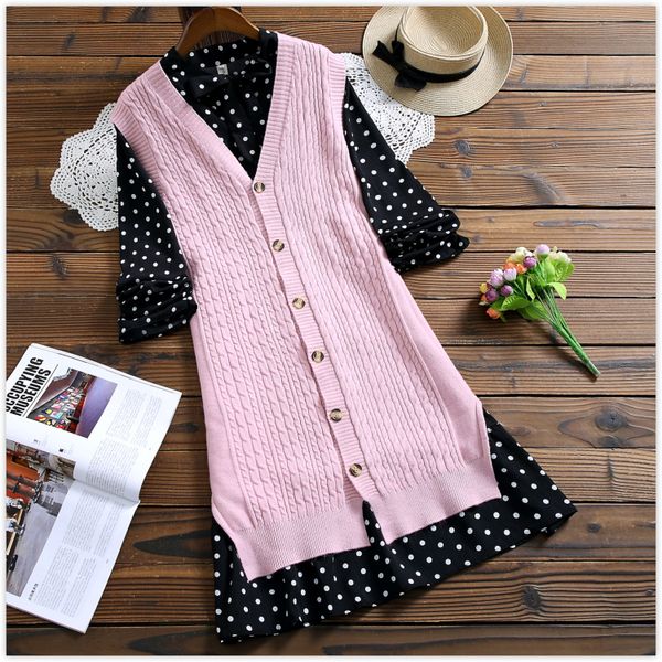 two pieces set polka dots dress knitted sleeveless vest lady 59481-lh, Black;gray
two pieces set polka dots dress knitted sleeveless vest lady 59481-lh, Black;gray