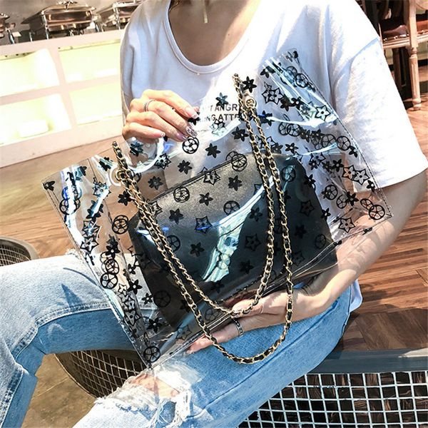 2020 new women transparent pvc handbag funny beach shoulder bag female jelly tote fashion clear shopping chain bags
2020 new women transparent pvc handbag funny beach shoulder bag female jelly tote fashion clear shopping chain bags