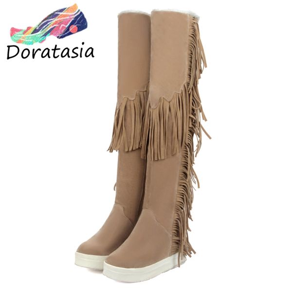 doratasia 33-43 lady winter fashion fringe thigh high boots women 2019 height increasing over knee boots platform shoes woman, Black
doratasia 33-43 lady winter fashion fringe thigh high boots women 2019 height increasing over knee boots platform shoes woman, Black