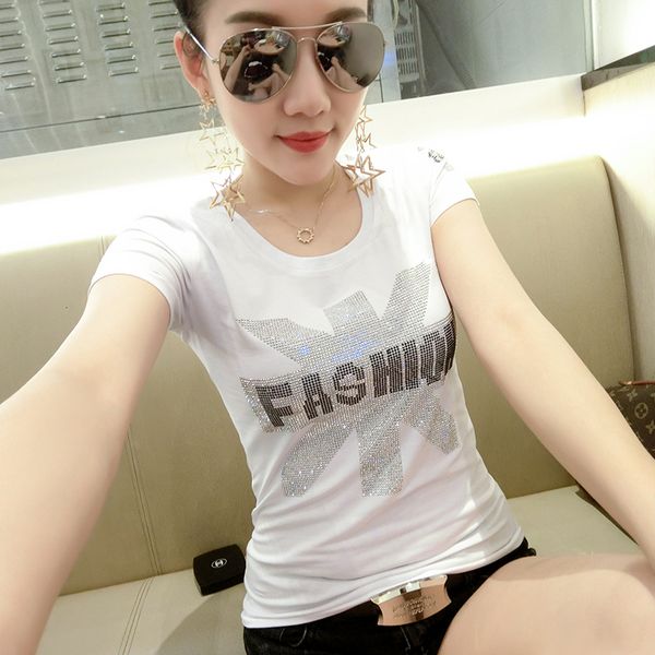 short sleeve t-shirt women summer 2020 new fashion tee female drilling printing cotton bottoming shirt pullovers clothes, White
short sleeve t-shirt women summer 2020 new fashion tee female drilling printing cotton bottoming shirt pullovers clothes, White