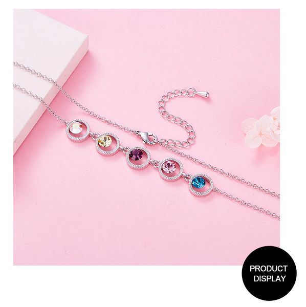 crystal necklace with crystal crystal collar chain simple temperament pendant, Silver
crystal necklace with crystal crystal collar chain simple temperament pendant, Silver