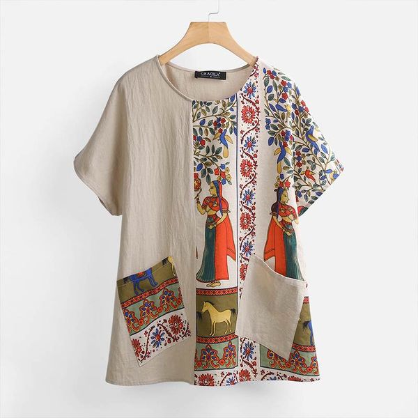 women's blouses & shirts zanzea summer women blouse bohemian printed casual short sleeve cotton shirt robe femme blusas femininas tuni, White
women's blouses & shirts zanzea summer women blouse bohemian printed casual short sleeve cotton shirt robe femme blusas femininas tuni, White