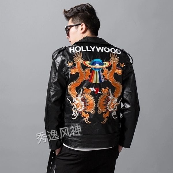 luxury mens black pu fabric dragon embroidery event/stage performance short fashion jacket/studio/asia size, Black;brown
luxury mens black pu fabric dragon embroidery event/stage performance short fashion jacket/studio/asia size, Black;brown