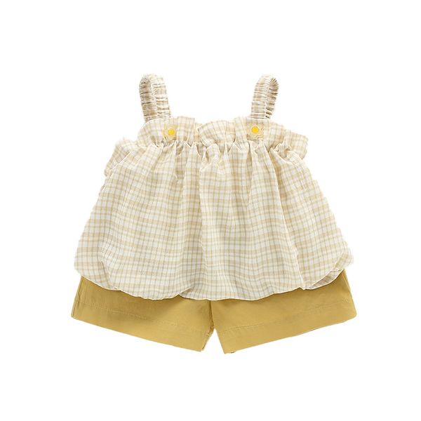 2pcs wlg girls casual outfits kids summer plaid strap dress and yellow bow short set baby girl clothes for 1-5 years, White
2pcs wlg girls casual outfits kids summer plaid strap dress and yellow bow short set baby girl clothes for 1-5 years, White