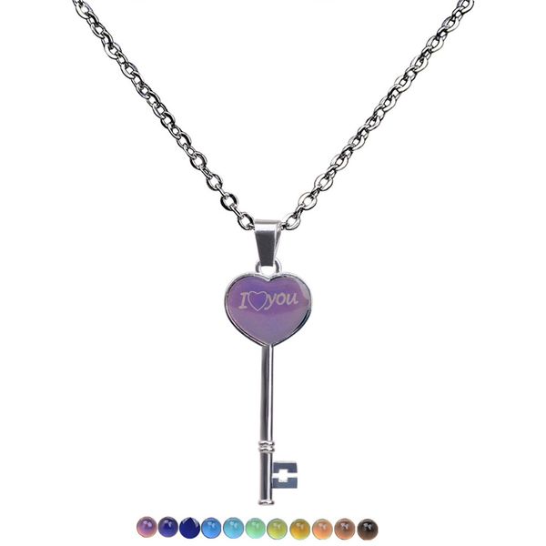 new heart key changing color women kid's necklace stainless steel thermochromic lover valentine's day pendants gifts wholesale wit, Silver
new heart key changing color women kid's necklace stainless steel thermochromic lover valentine's day pendants gifts wholesale wit, Silver