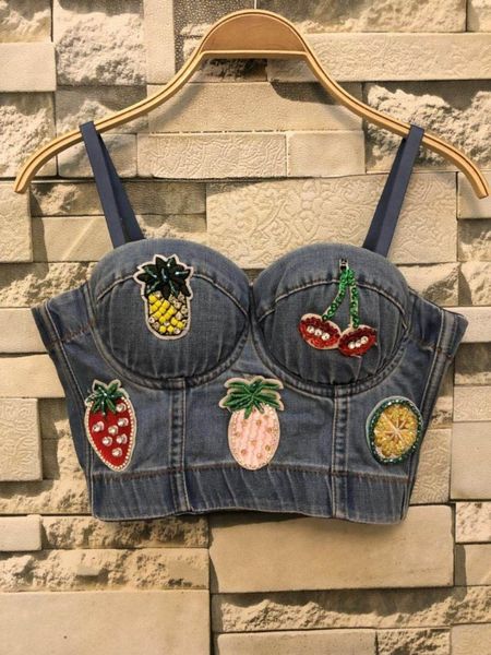 2019 new cowboy beads push up denim bustier crop women ripped cropped feminino strappy bralette bras camis, White
2019 new cowboy beads push up denim bustier crop women ripped cropped feminino strappy bralette bras camis, White