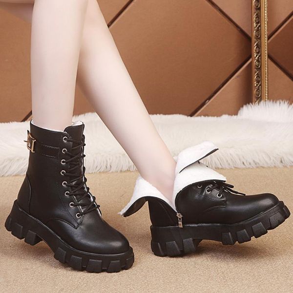 womens ladies basic boots fashion warm fur plush insole snow boots lace up platform thick bottom short ankle rubber shoes, Black
womens ladies basic boots fashion warm fur plush insole snow boots lace up platform thick bottom short ankle rubber shoes, Black
