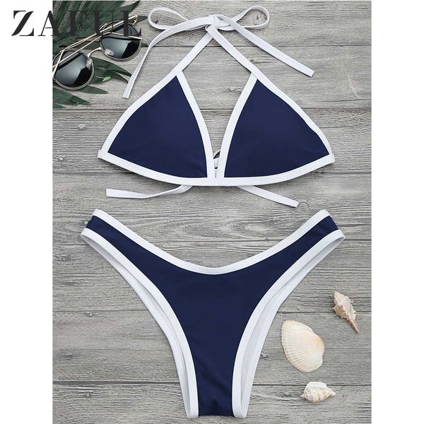 zaful contrast piping halter padded bikini set women wire halter swim suit sleeveless low waisted pullover bathing suit, White
zaful contrast piping halter padded bikini set women wire halter swim suit sleeveless low waisted pullover bathing suit, White