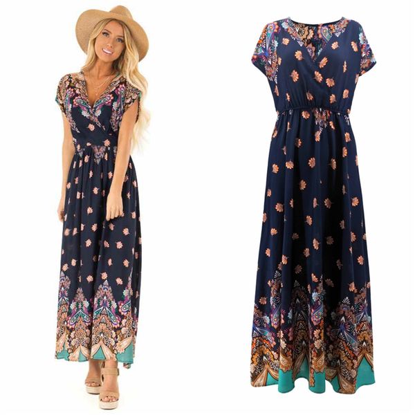 women wrap v neck maxi dress boho short sleeve vintage floral print swing flowy beach party club long dresses dhl, Black;gray
women wrap v neck maxi dress boho short sleeve vintage floral print swing flowy beach party club long dresses dhl, Black;gray