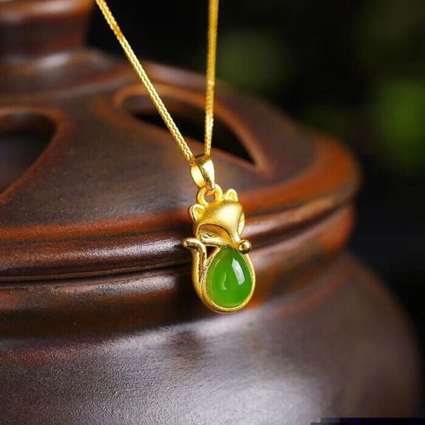 foot gold 999 and tian jasper pendant gold pendant female inlaid jade 999 foot fox new necklace, Silver
foot gold 999 and tian jasper pendant gold pendant female inlaid jade 999 foot fox new necklace, Silver