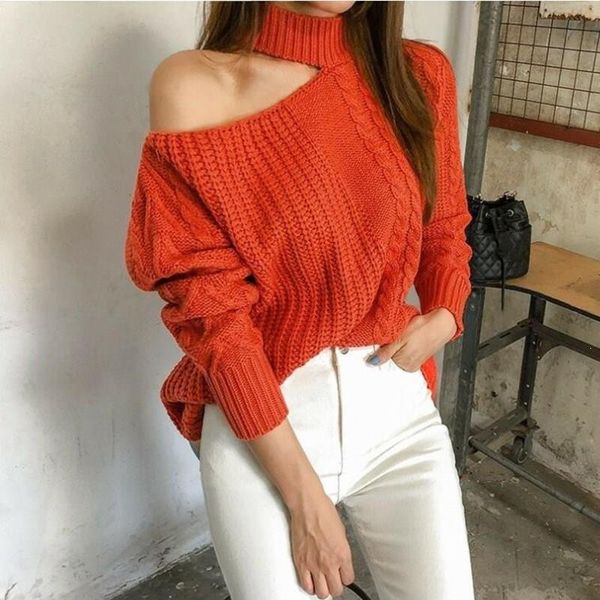 women winter sweaters solid casual one shoulder sweaters basic pullover female turtleneck knitted sweater, White;black
women winter sweaters solid casual one shoulder sweaters basic pullover female turtleneck knitted sweater, White;black
