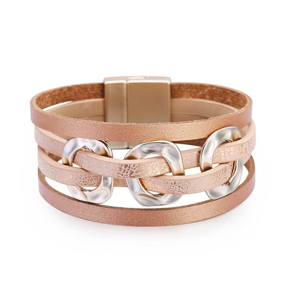 women geometric punk charm magnetic clasp multi layer fashion artificial leather durable lightweight accessories wrap bracelet, Golden;silver
women geometric punk charm magnetic clasp multi layer fashion artificial leather durable lightweight accessories wrap bracelet, Golden;silver