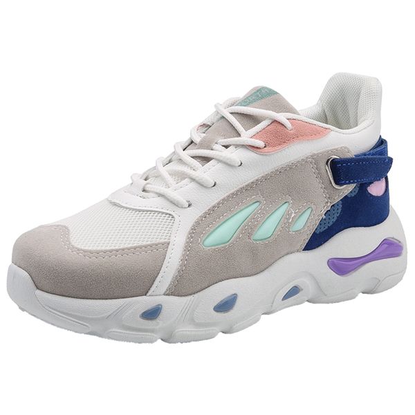 women lace up sneakers cushioned patchwork leather chunky trainers with breathable mesh for running walking 40 eu blue and grey, Black 
women lace up sneakers cushioned patchwork leather chunky trainers with breathable mesh for running walking 40 eu blue and grey, Black