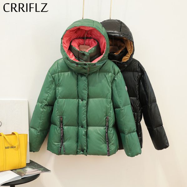 crriflz new 90% white duck down jacket short hooded coats winter jacket glossy parka women stand collar warm thicken down parka, Black
crriflz new 90% white duck down jacket short hooded coats winter jacket glossy parka women stand collar warm thicken down parka, Black