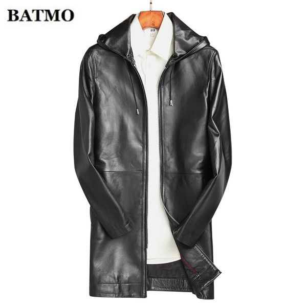 batmo 2019 new arrival men's real leather trench jacket,fashion hooded long business casual sheepskin jacket men, Black
batmo 2019 new arrival men's real leather trench jacket,fashion hooded long business casual sheepskin jacket men, Black